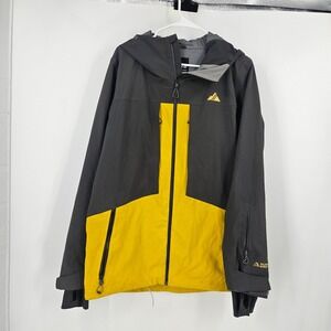 Strafe Outerwear Ozone Jacket Gray Yellow Polartec Ski Snowboard Hooded Zip Up S
